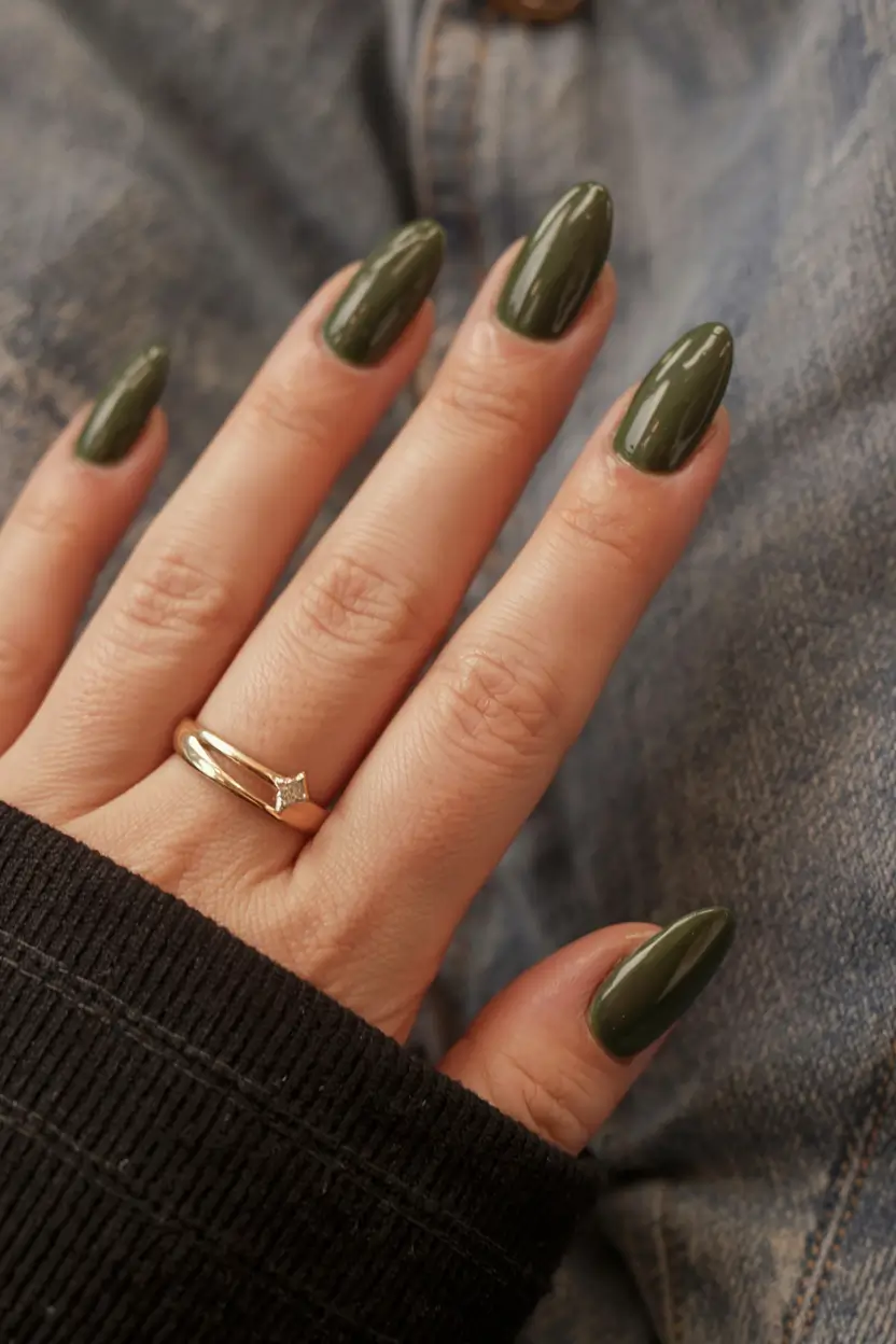 winter color nails ideas 2025 2026 Evergreen Sophistication
