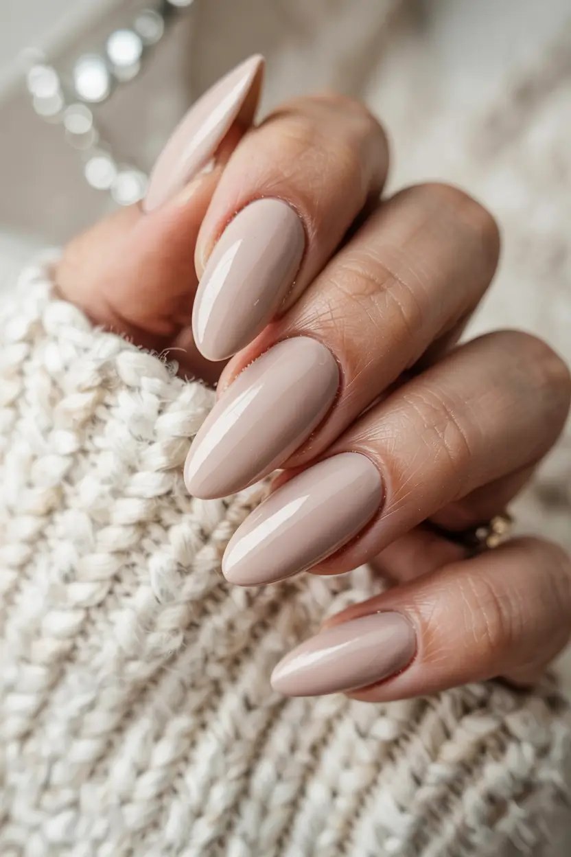 winter color nails ideas 2025 2026 Creamy Nude Elegance