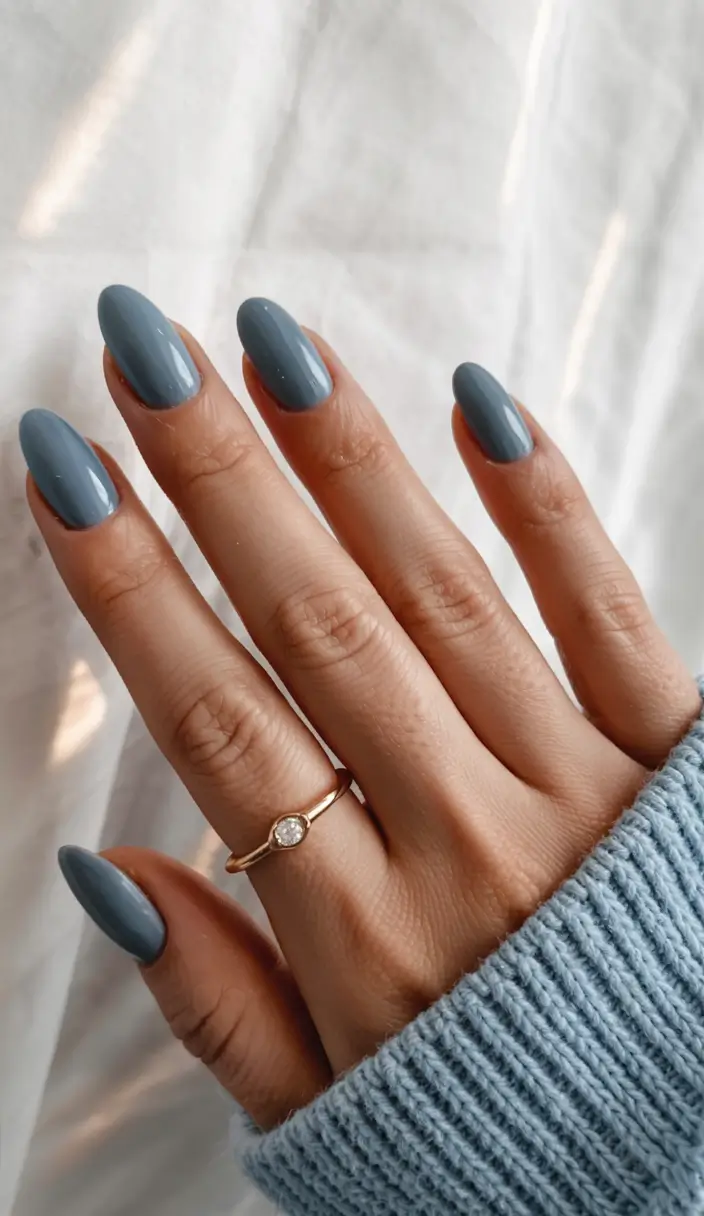 winter color nails ideas 2025 2026 Frosted Denim Dream