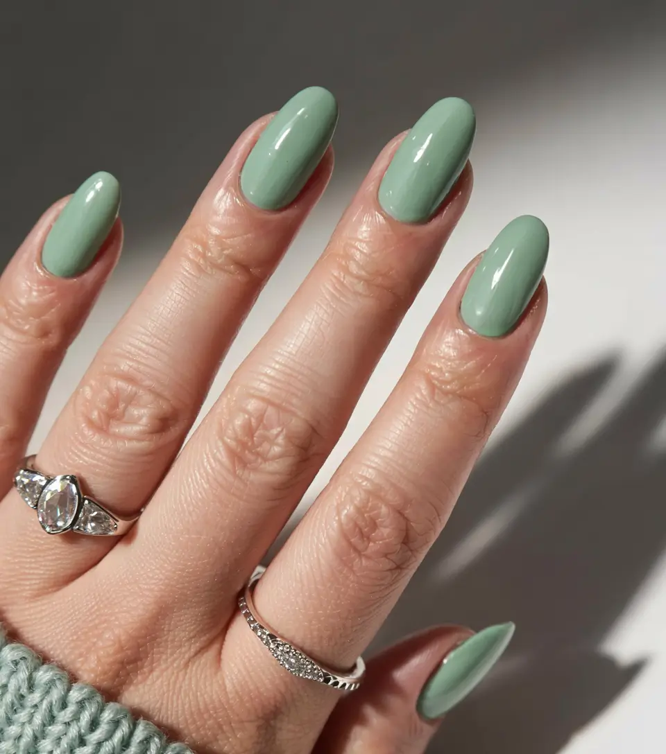 winter color nails ideas 2025 2026 Minted Serenity