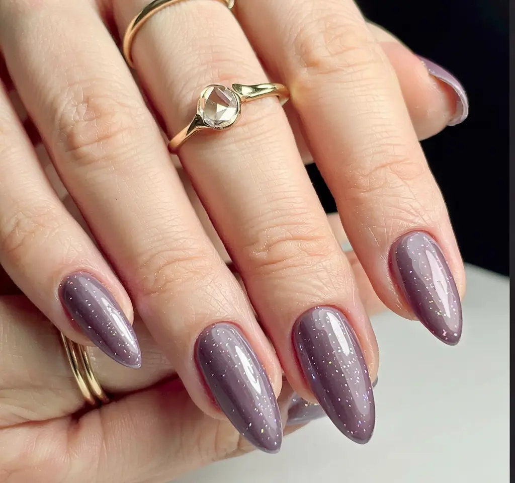winter color nails ideas 2025 2026 Lavender Stardust