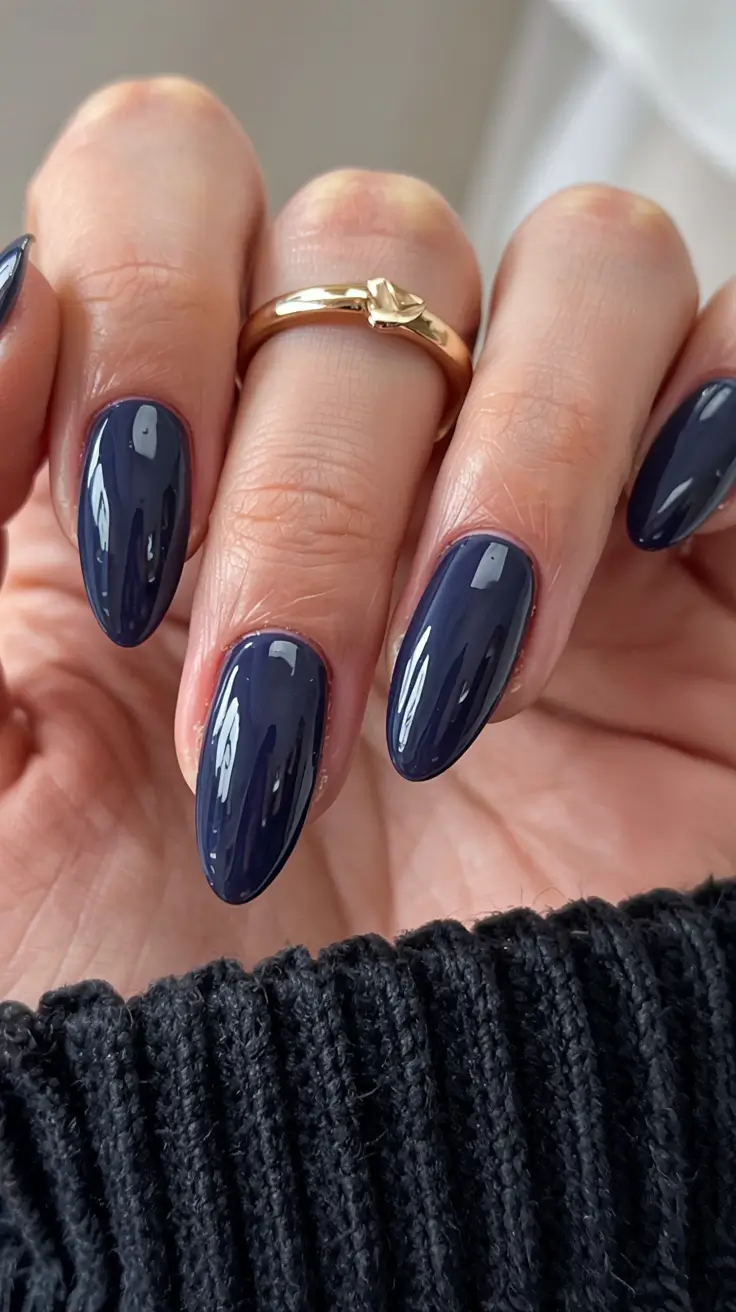 winter color nails ideas 2025 2026 Midnight Sapphire