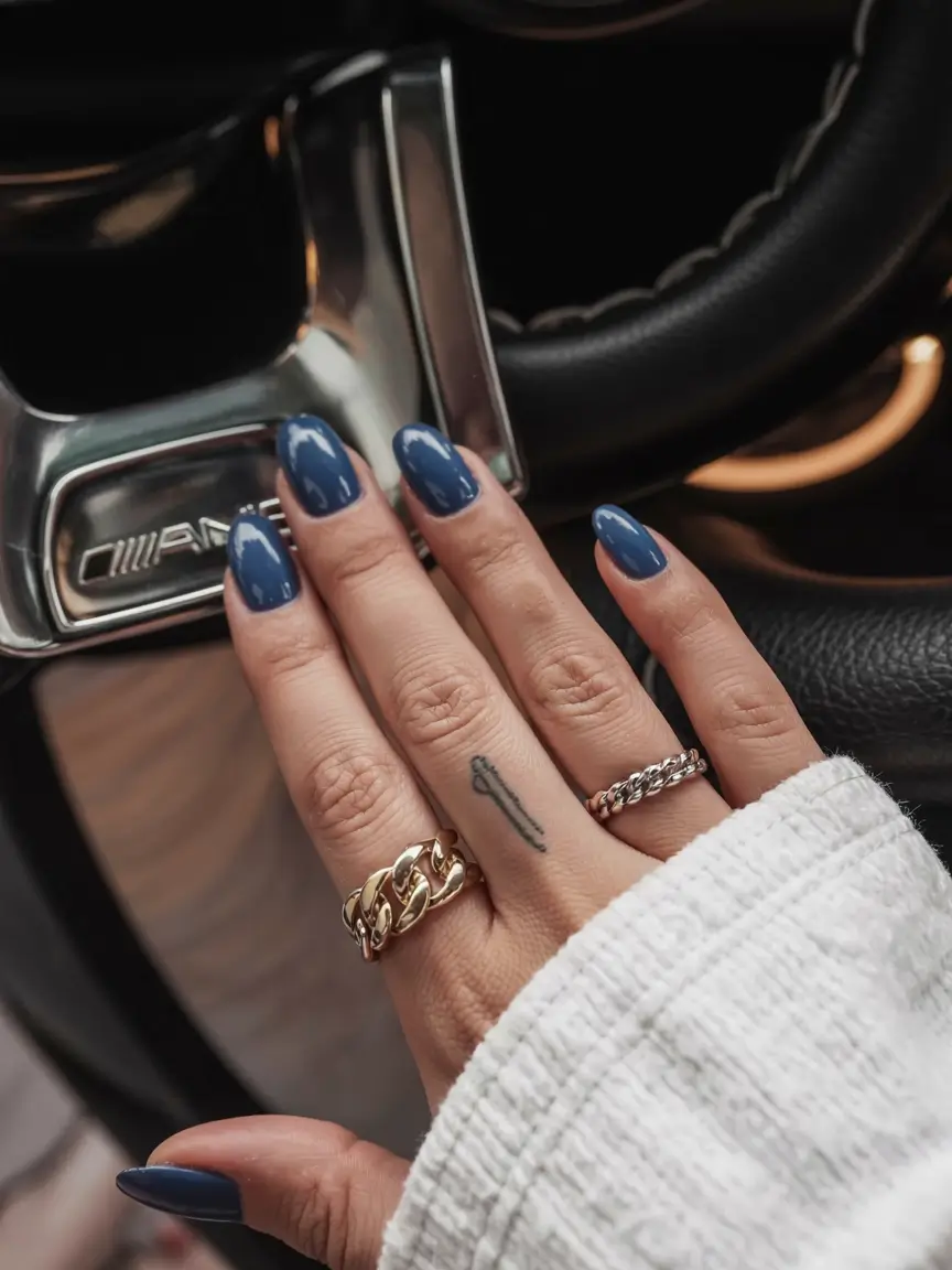 winter color nails ideas 2025 2026 Velvet Midnight Blue