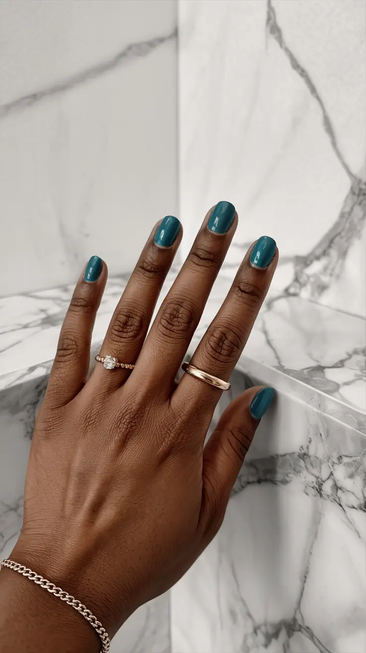 winter color nails ideas 2025 2026 Teal Winter Escape