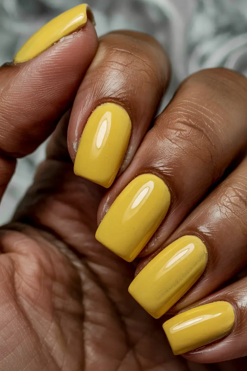 winter color nails ideas 2025 2026 Golden Mustard Glow