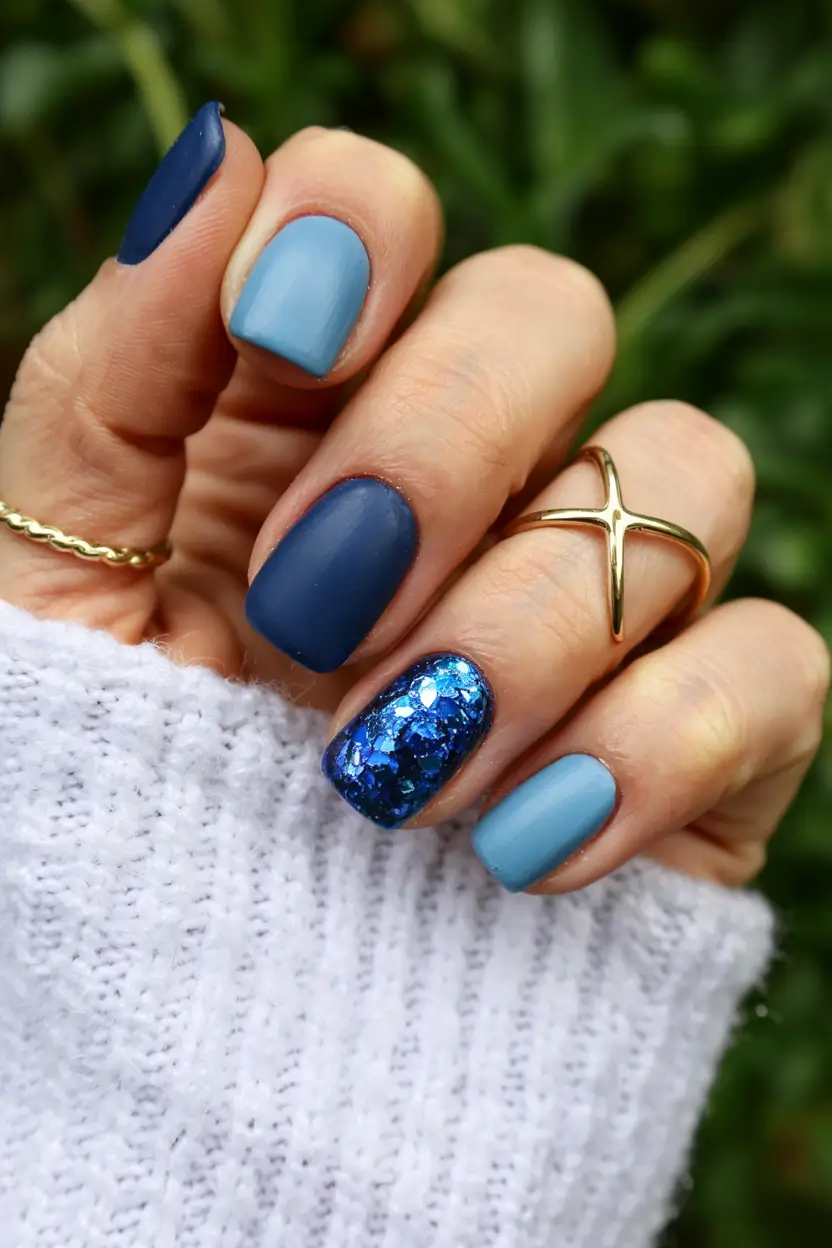 winter color nails ideas 2025 2026 Frosted Blue Harmony