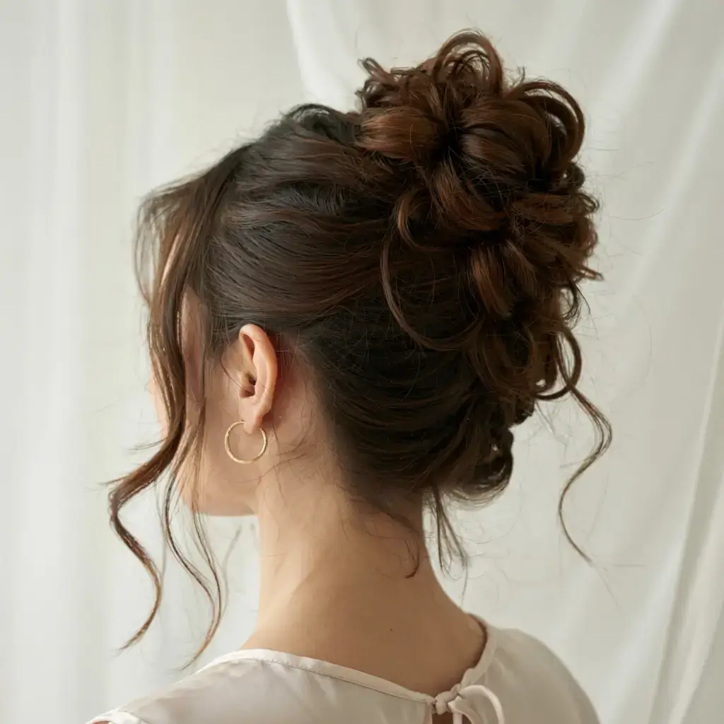 winter formal hairstyles 2025 2026 Textured High Bun with Volume