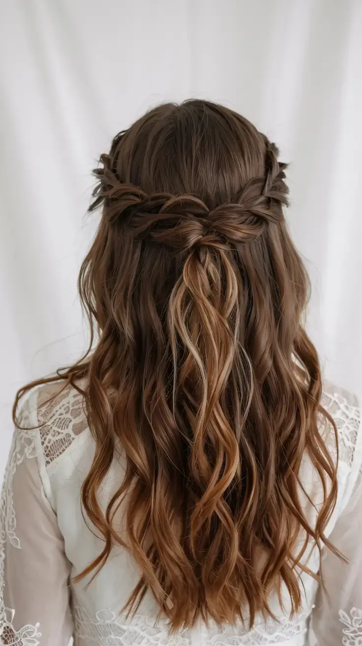 winter formal hairstyles 2025 2026 Chestnut Cascade with Twisted Braids