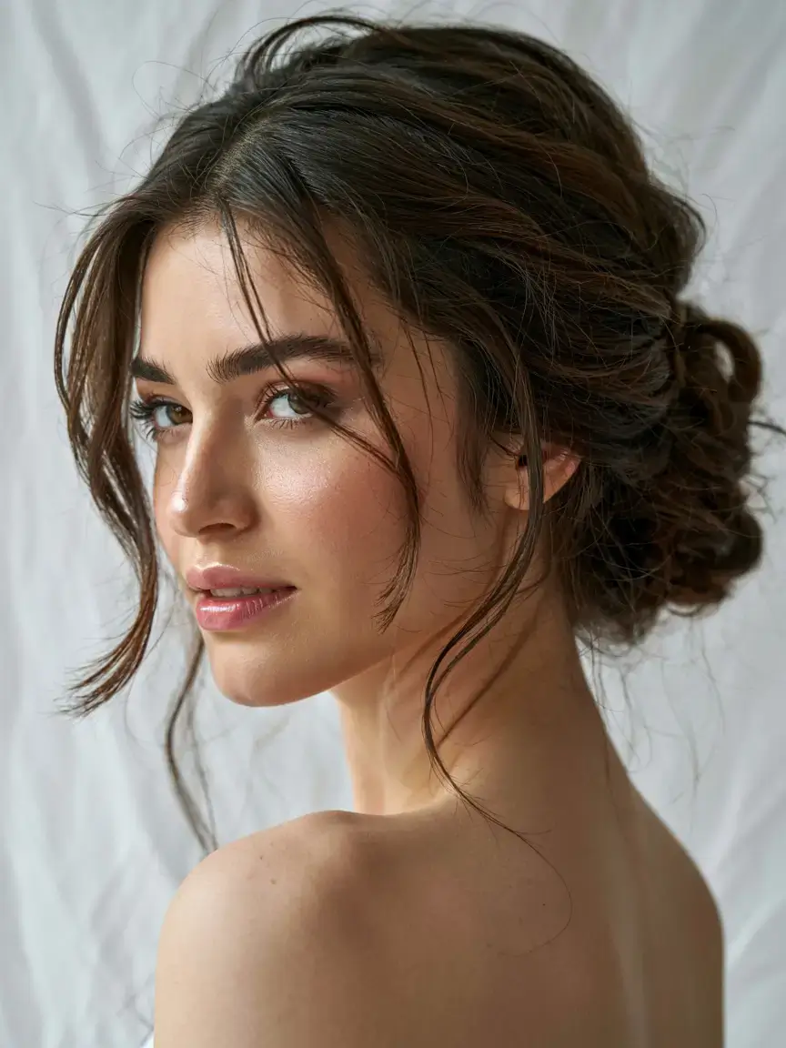 winter formal hairstyles 2025 2026 Textured Low Bun with Face-Framing Layers