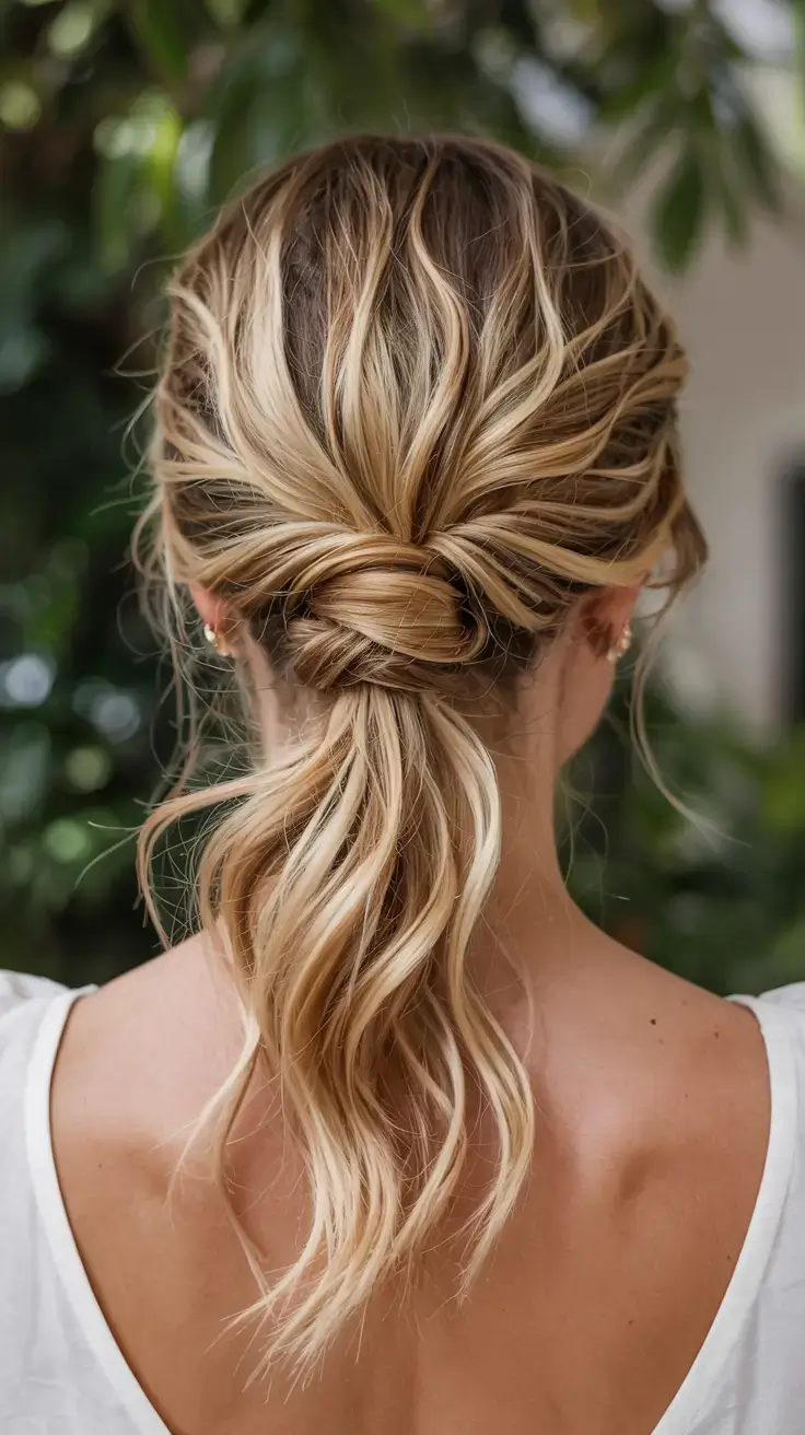 winter formal hairstyles 2025 2026 Low Twisted Ponytail with Effortless Waves