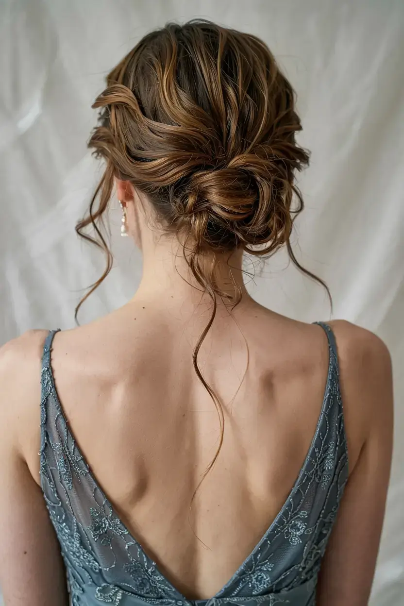 winter formal hairstyles 2025 2026 Textured Low Bun with Whimsical Grace