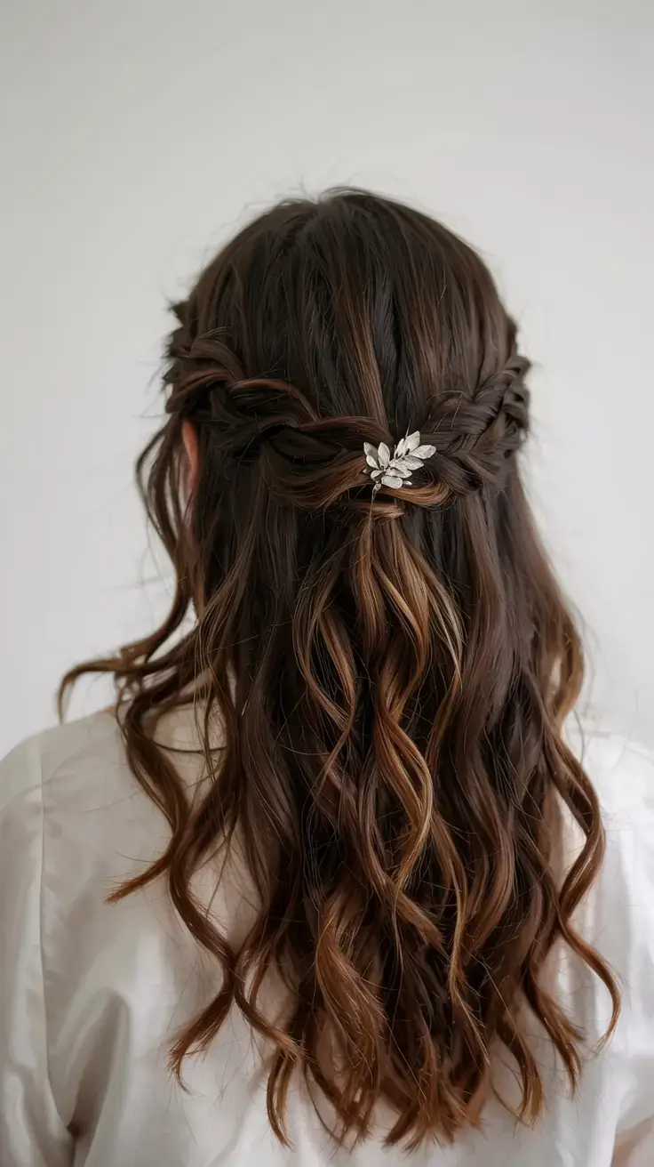 winter formal hairstyles 2025 2026 Romantic Half-Up Twist with Crystal Accent