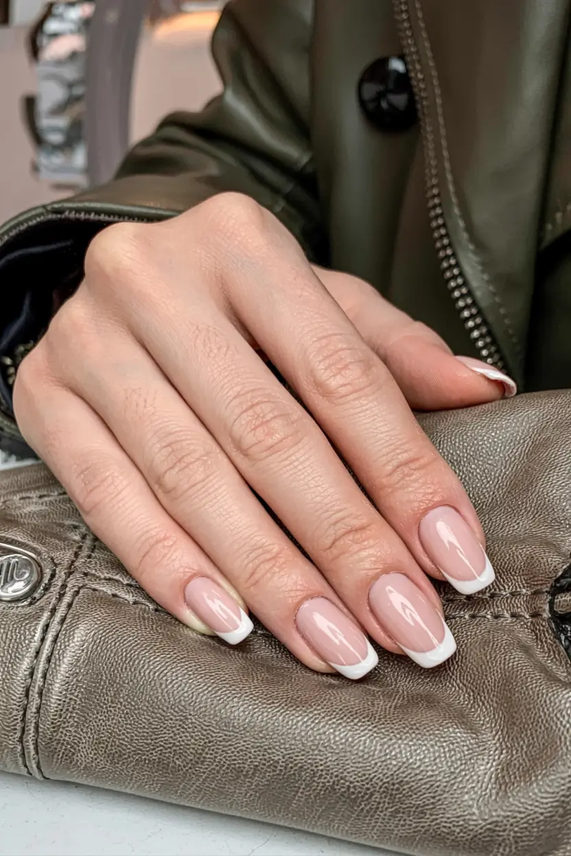 winter french tip nails 2025 2026 Subtle Luxe Classic