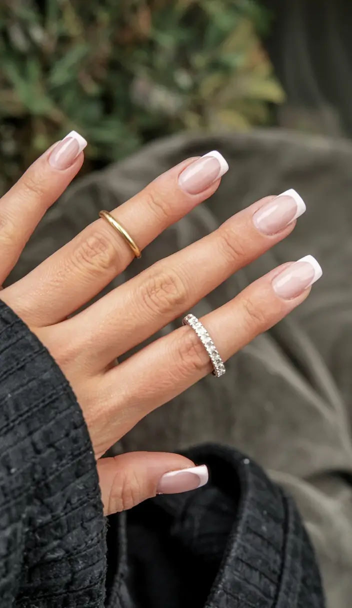 winter french tip nails 2025 2026 Square Elegance Reborn