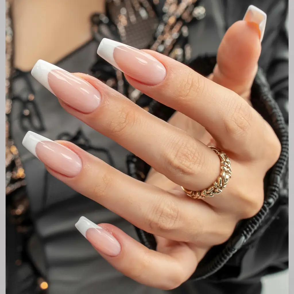 winter french tip nails 2025 2026 Structured Ice-Queen French