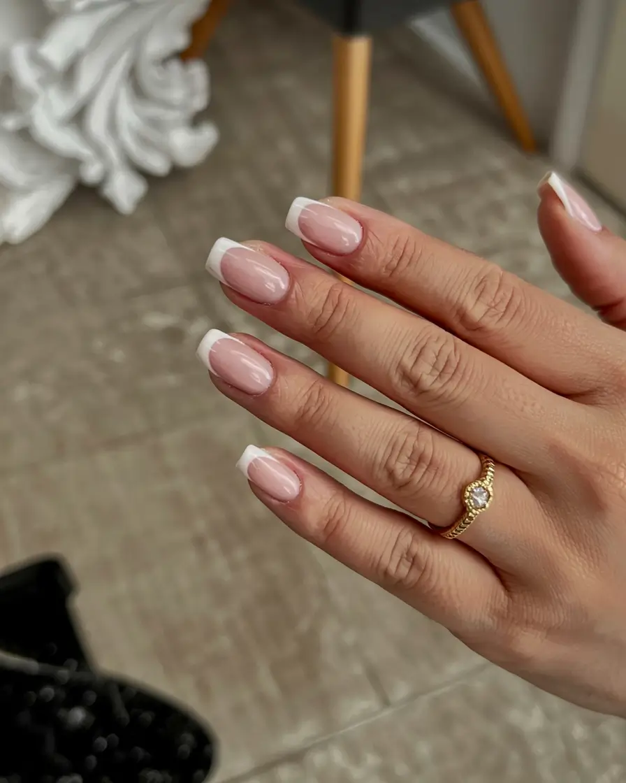 winter french tip nails 2025 2026 Classic Square Revival