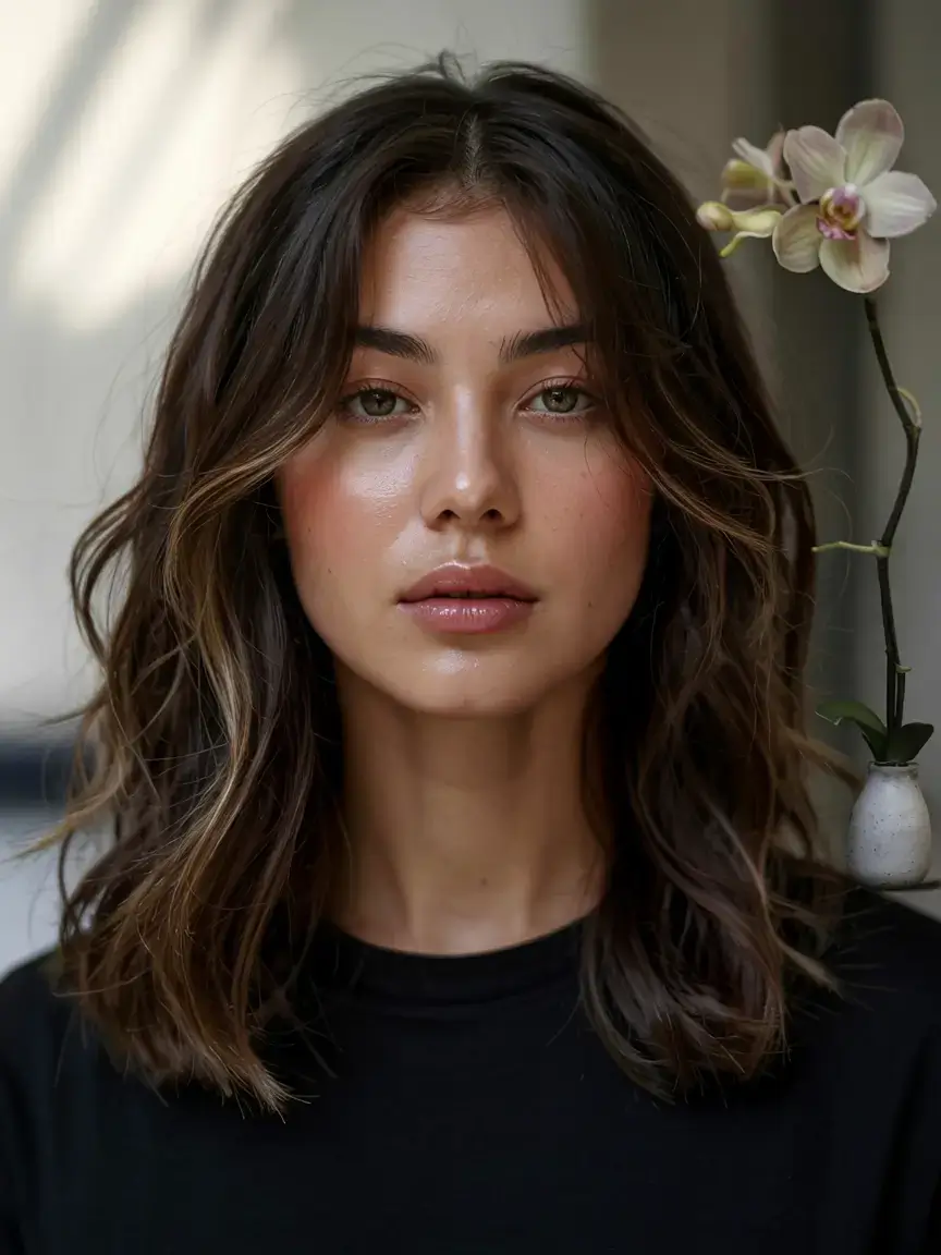 winter haircuts and colors ideas 2025 2026 Mocha Melt Waves