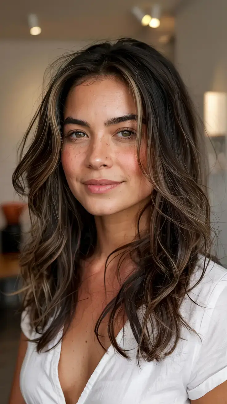 winter haircuts for round faces ideas 2025 2026 Textured Layers with Natural Volume