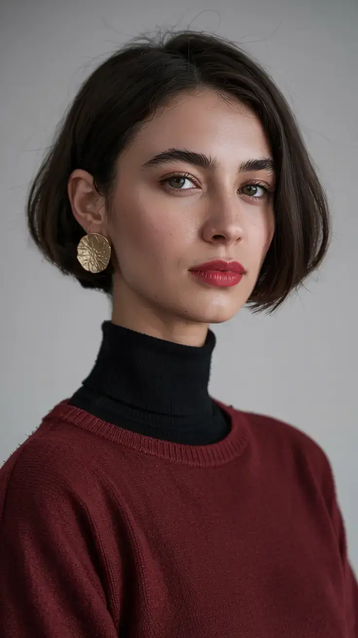 winter haircuts for round faces ideas 2025 2026 Polished French Bob with a Modern Twist