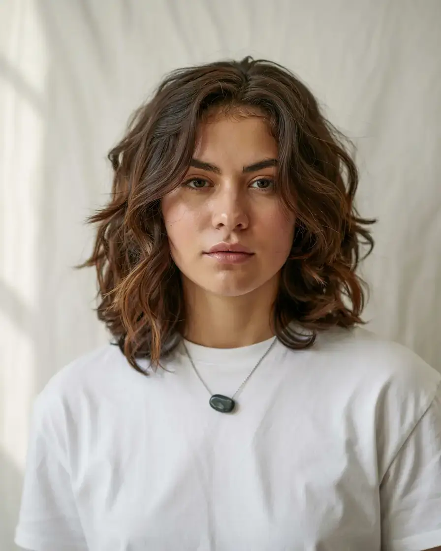 winter haircuts for round faces ideas 2025 2026 Soft Textured Lob with Subtle Layers