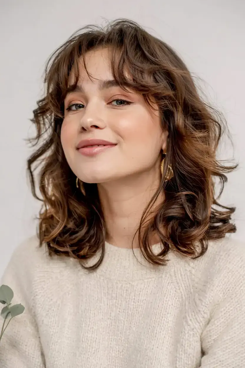 winter haircuts for round faces ideas 2025 2026 Retro Flipped Shag