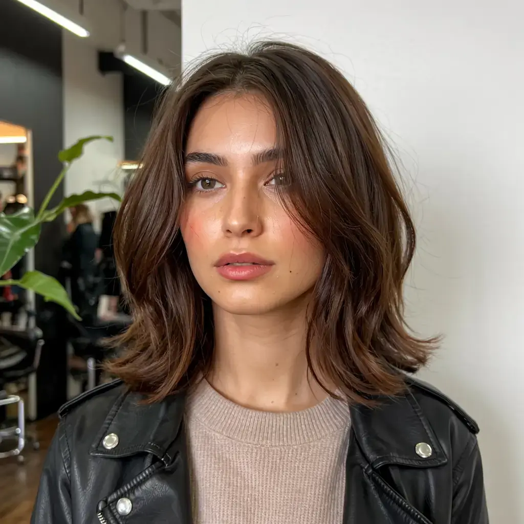 winter haircuts for round faces ideas 2025 2026 Casual Medium Cut with Volume Ends