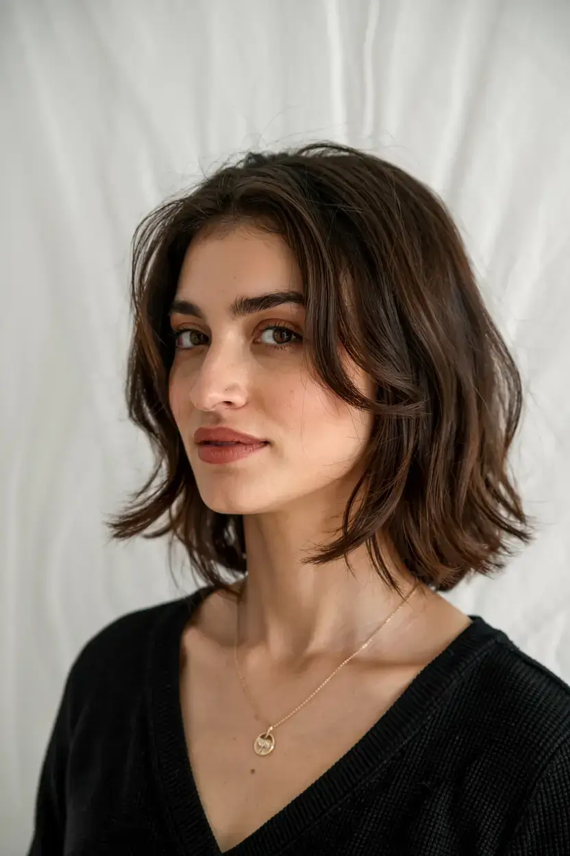 winter haircuts ideas 2025 2026 Textured French Bob with Soft Ends