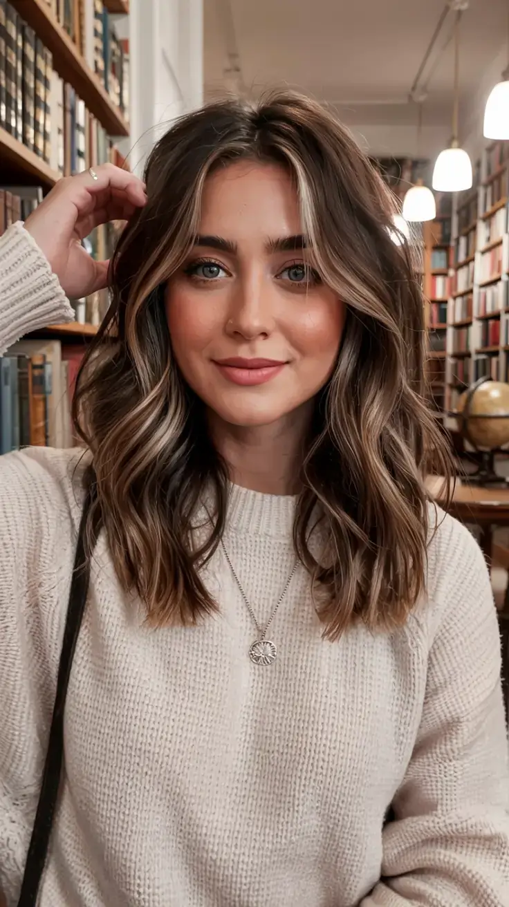 winter haircuts ideas 2025 2026 Balayage Layers with Cozy Charm