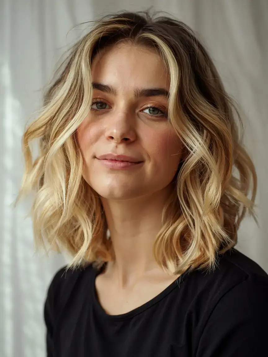 winter haircuts ideas 2025 2026 Short Textured Blonde Lob
