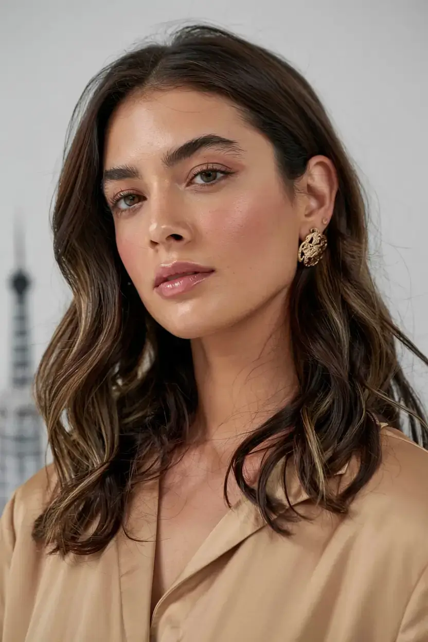 winter haircuts ideas 2025 2026 Elegant Glossy Waves