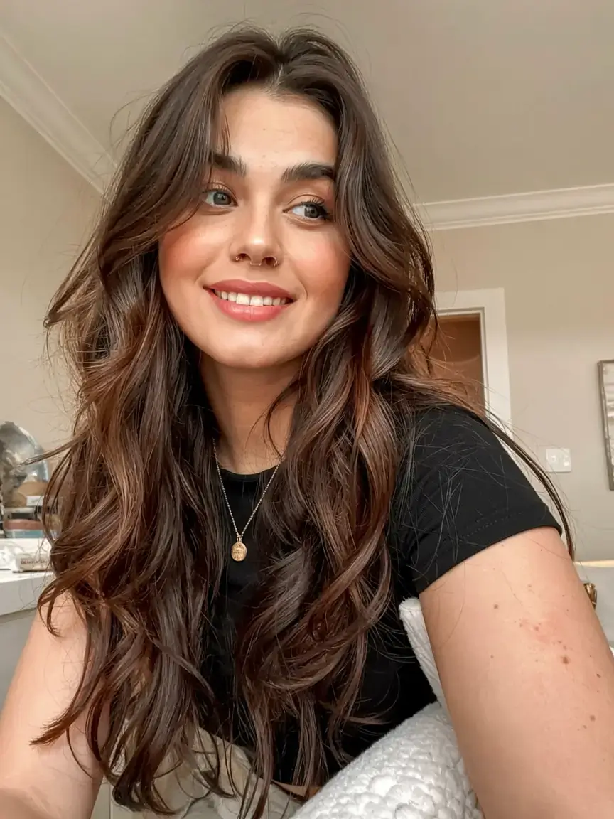 winter haircuts ideas 2025 2026 Romantic Long Layers with Face Framing