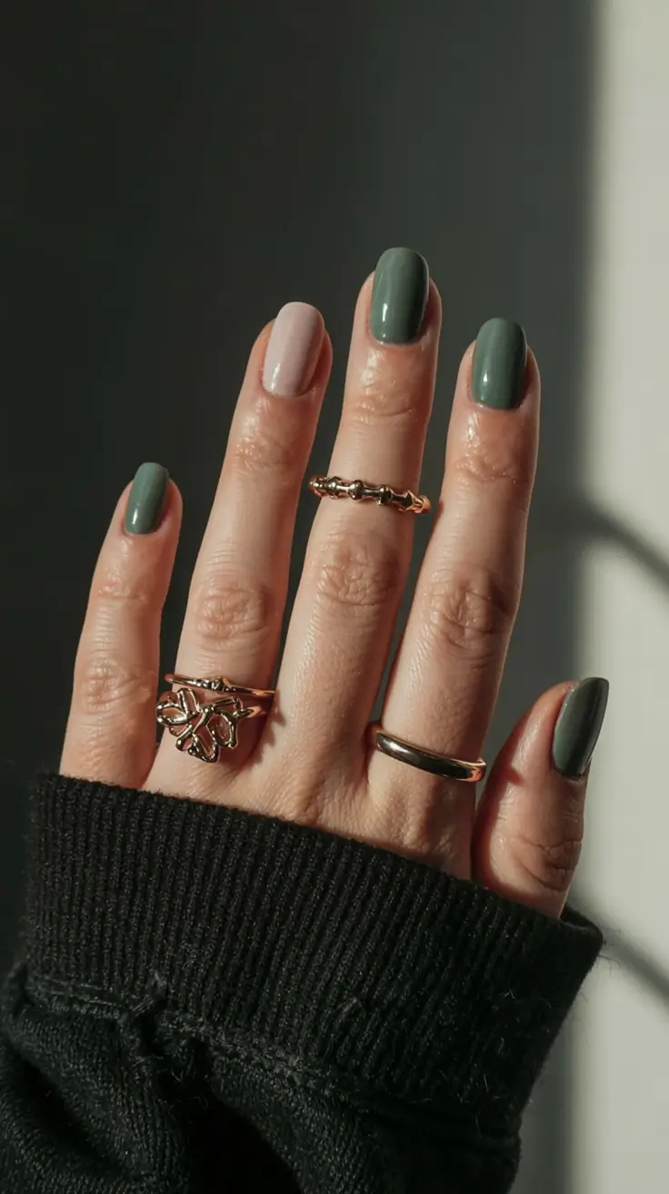 winter manicure colors 2025 2026 Misty Sage and Blush Whisper