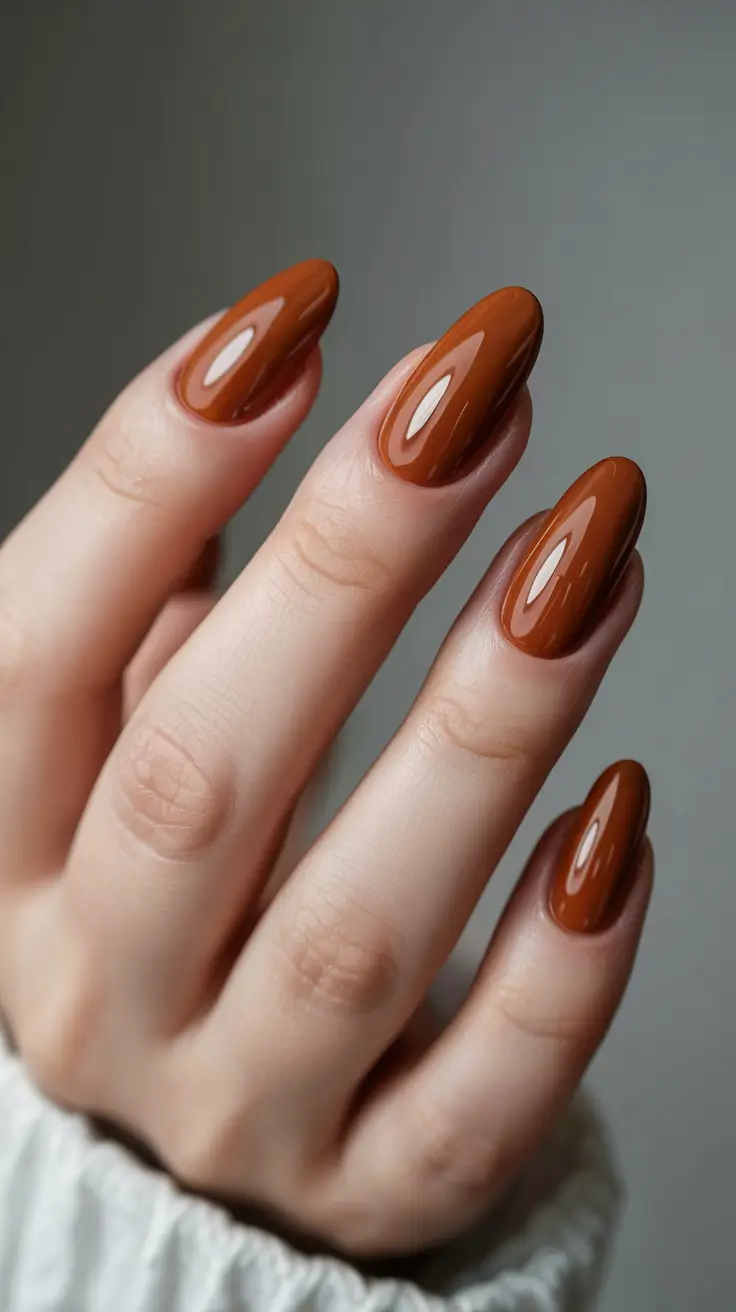 winter manicure colors 2025 2026 Burnt Caramel