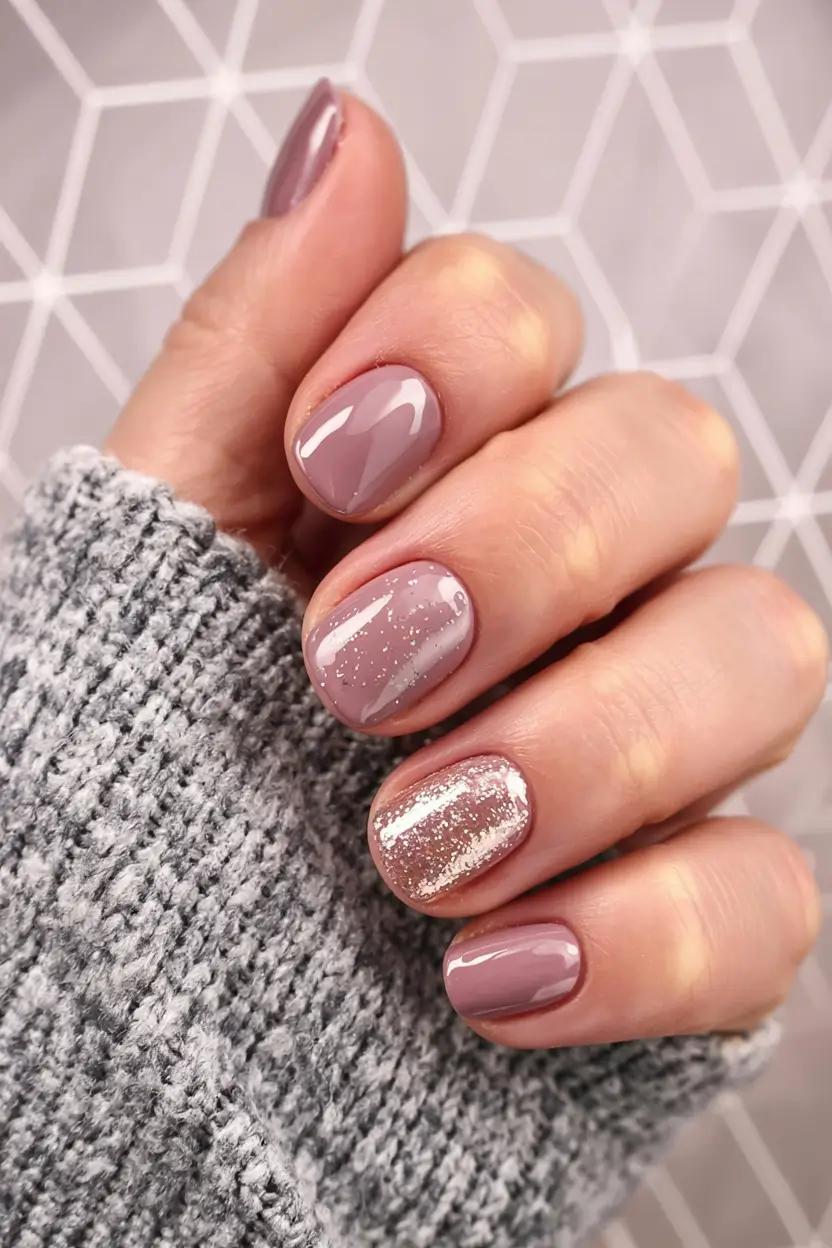 winter manicure colors 2025 2026 Frosted Taupe Glow