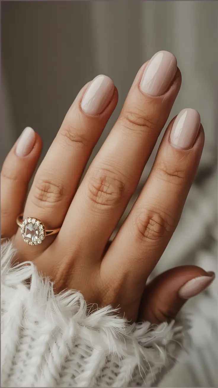 winter manicure ideas 2025 2026 Champagne Nude Elegance