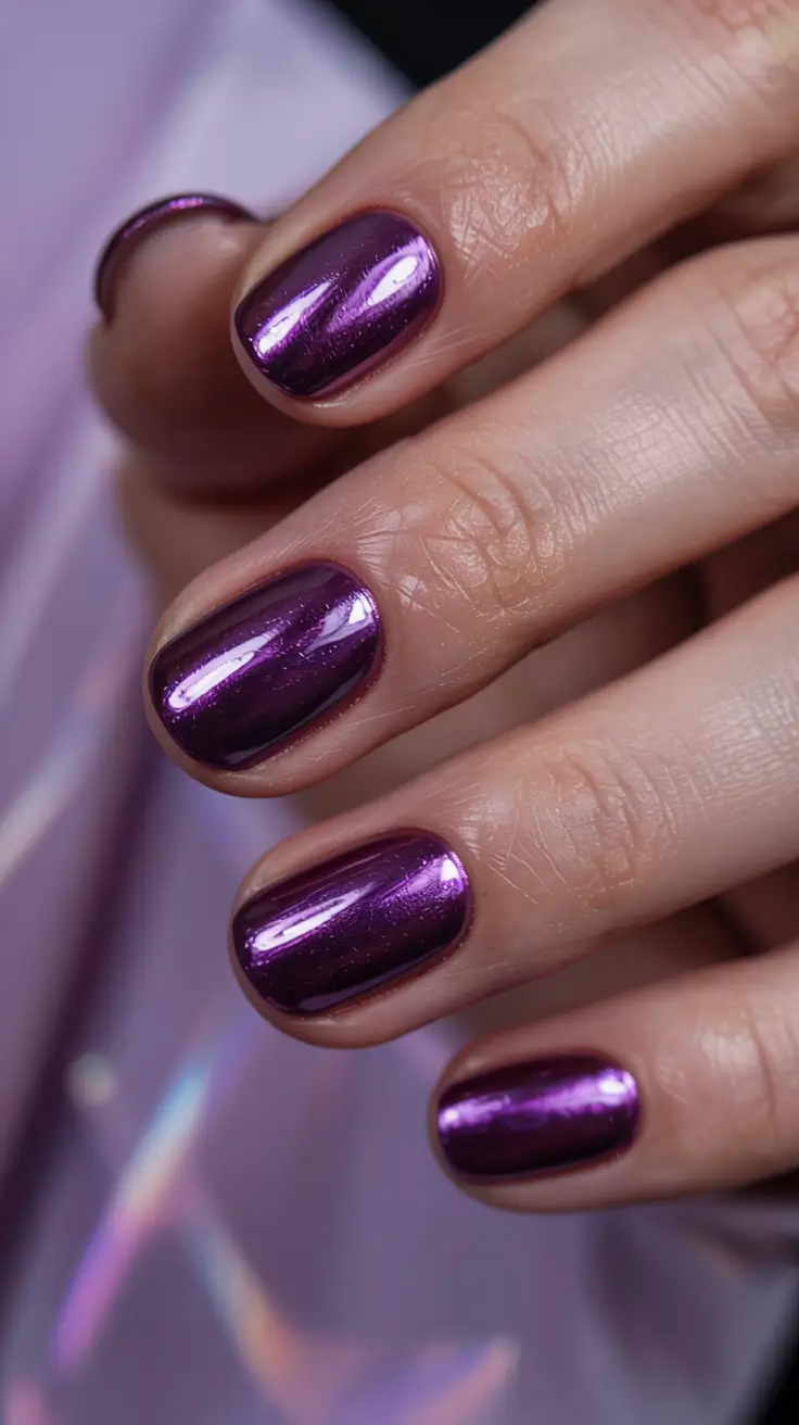 winter manicure ideas 2025 2026 Amethyst Mirror Shine