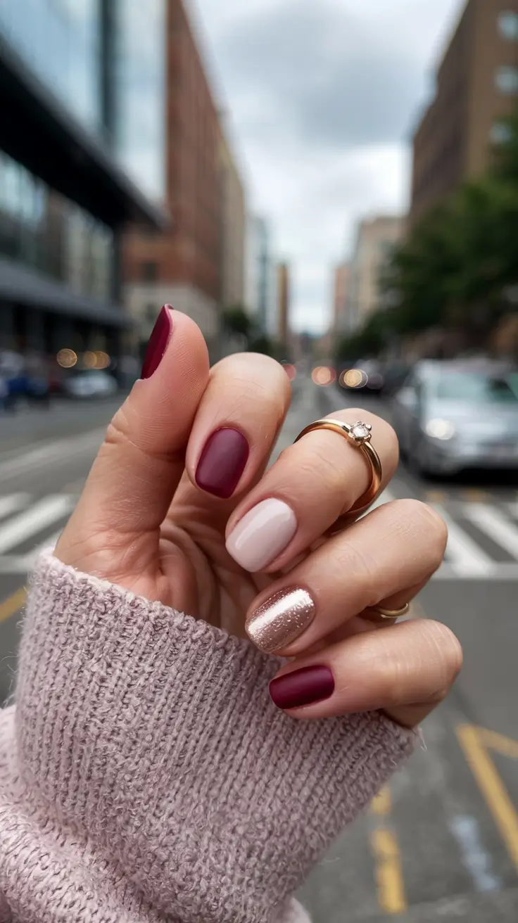 winter manicure ideas 2025 2026 Frosted Berry Mix