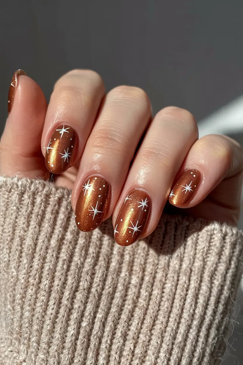 winter manicure ideas 2025 2026 Bronze Starlight