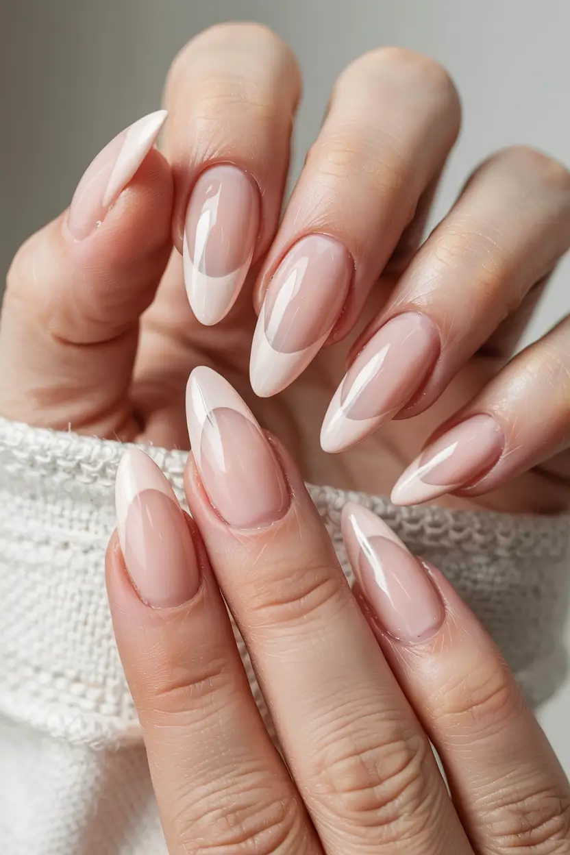 winter manicure ideas 2025 2026 Classic Almond French