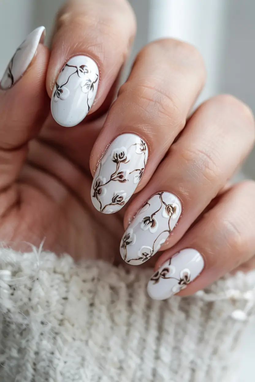 winter manicure ideas 2025 2026 Porcelain Florals