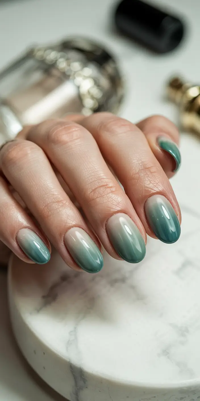 winter manicure ideas 2025 2026 Evergreen Mist