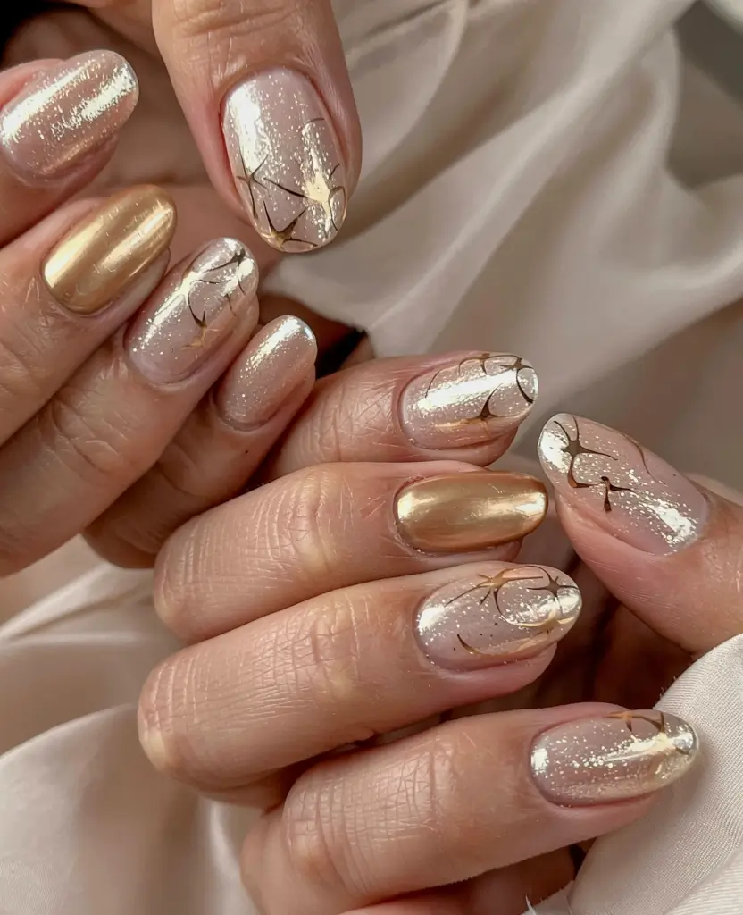 winter manicure ideas 2025 2026 Golden Hour Glow