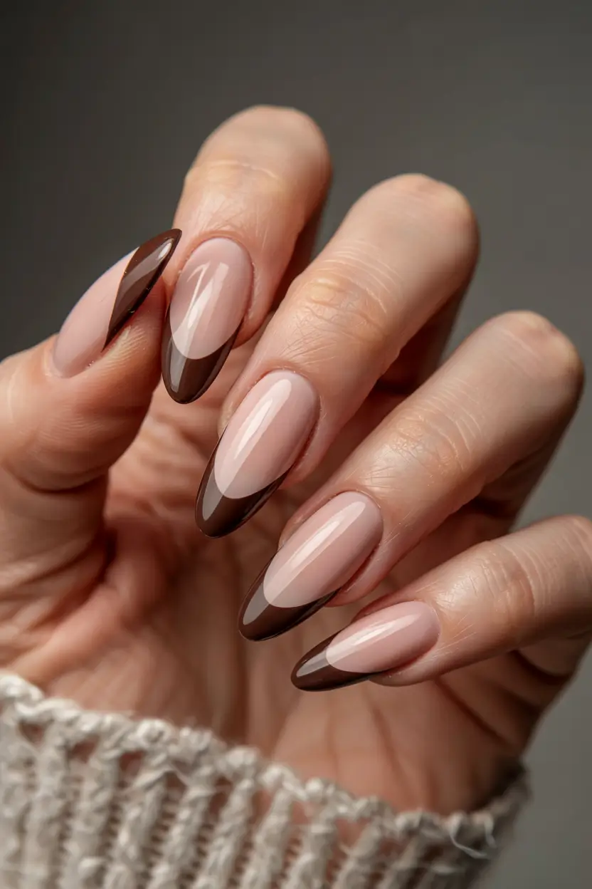 winter manicure ideas 2025 2026 Mocha Elegance