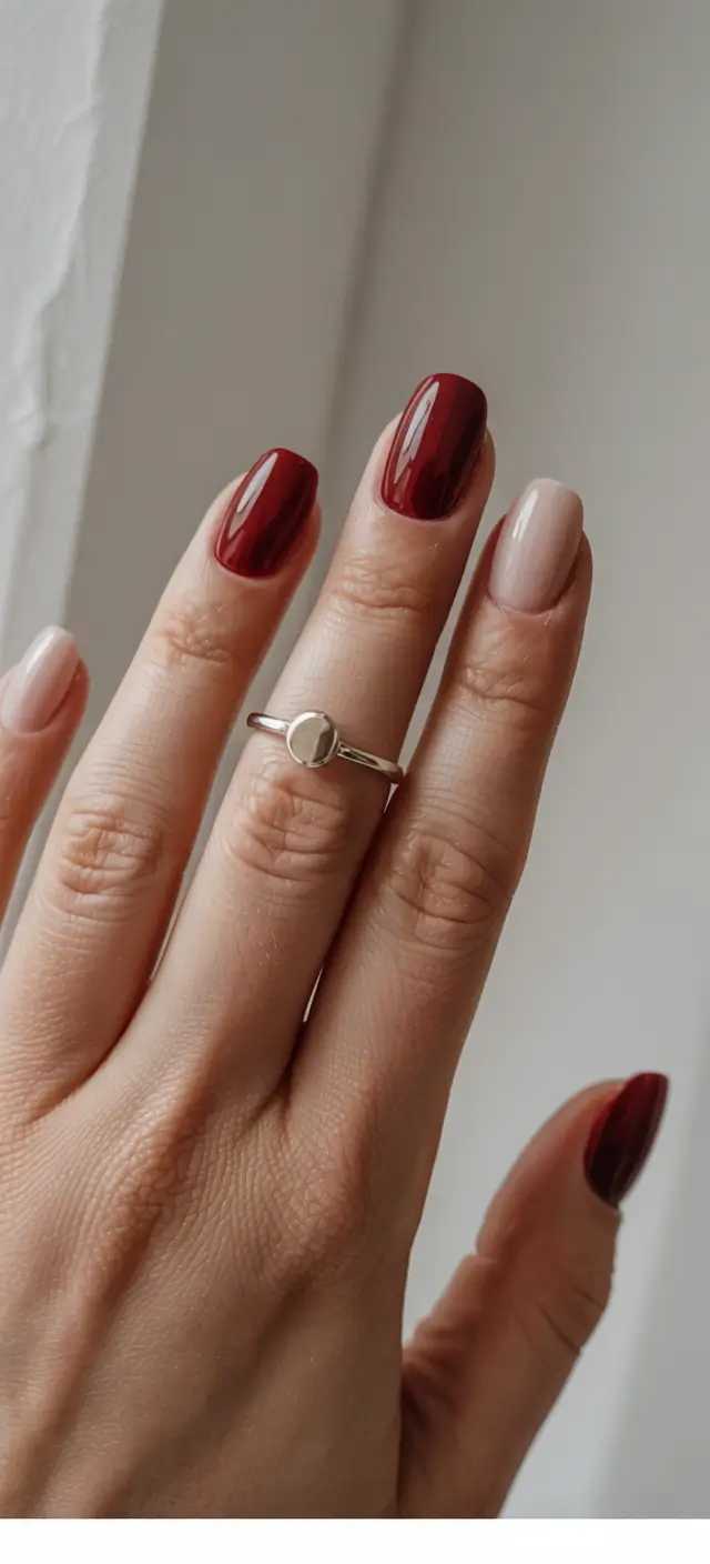 winter manicure ideas 2025 2026 Velvet Wine Contrast