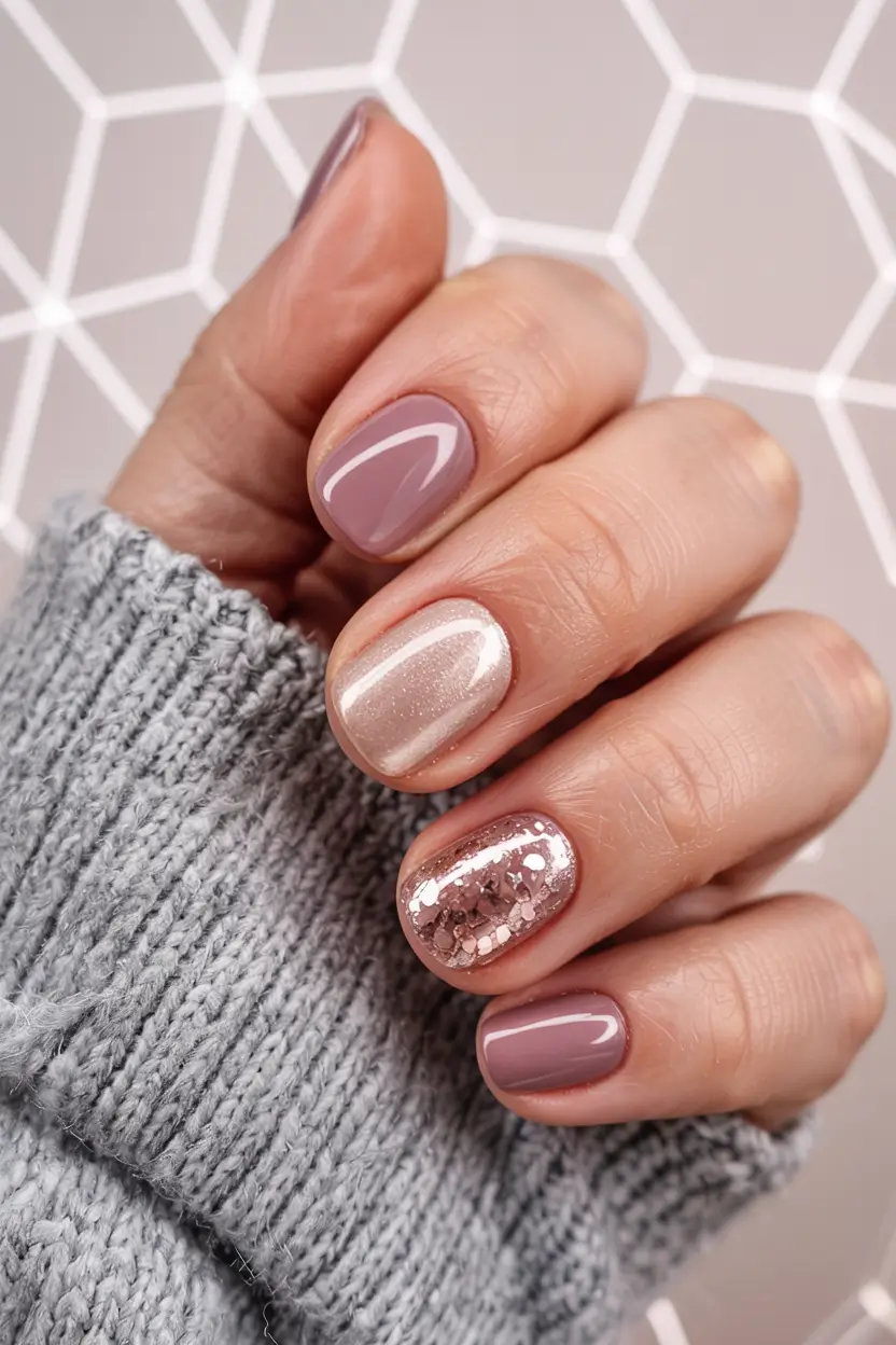 winter manicure ideas 2025 2026 Rosy Quartz Glow