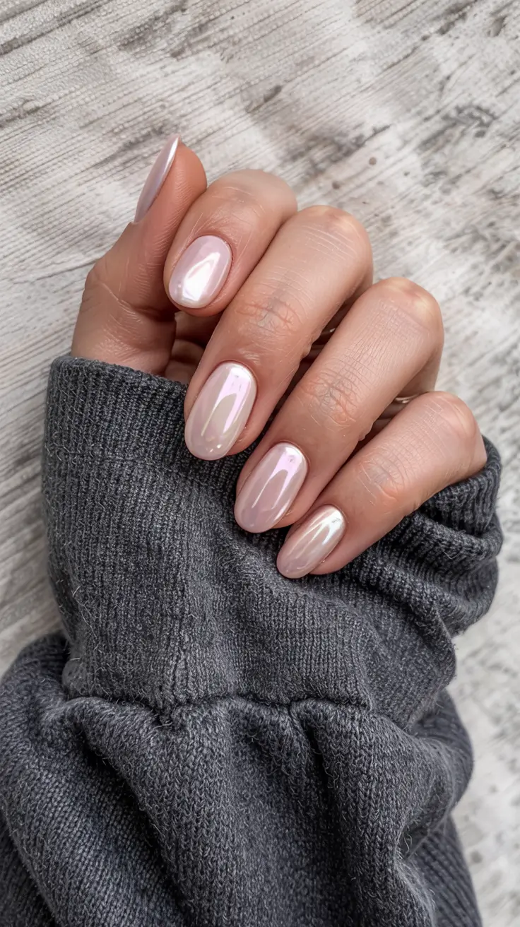 winter nail designs colors 2025 2026 Soft Pearl Illusion Minimalism with a Luminous Edge