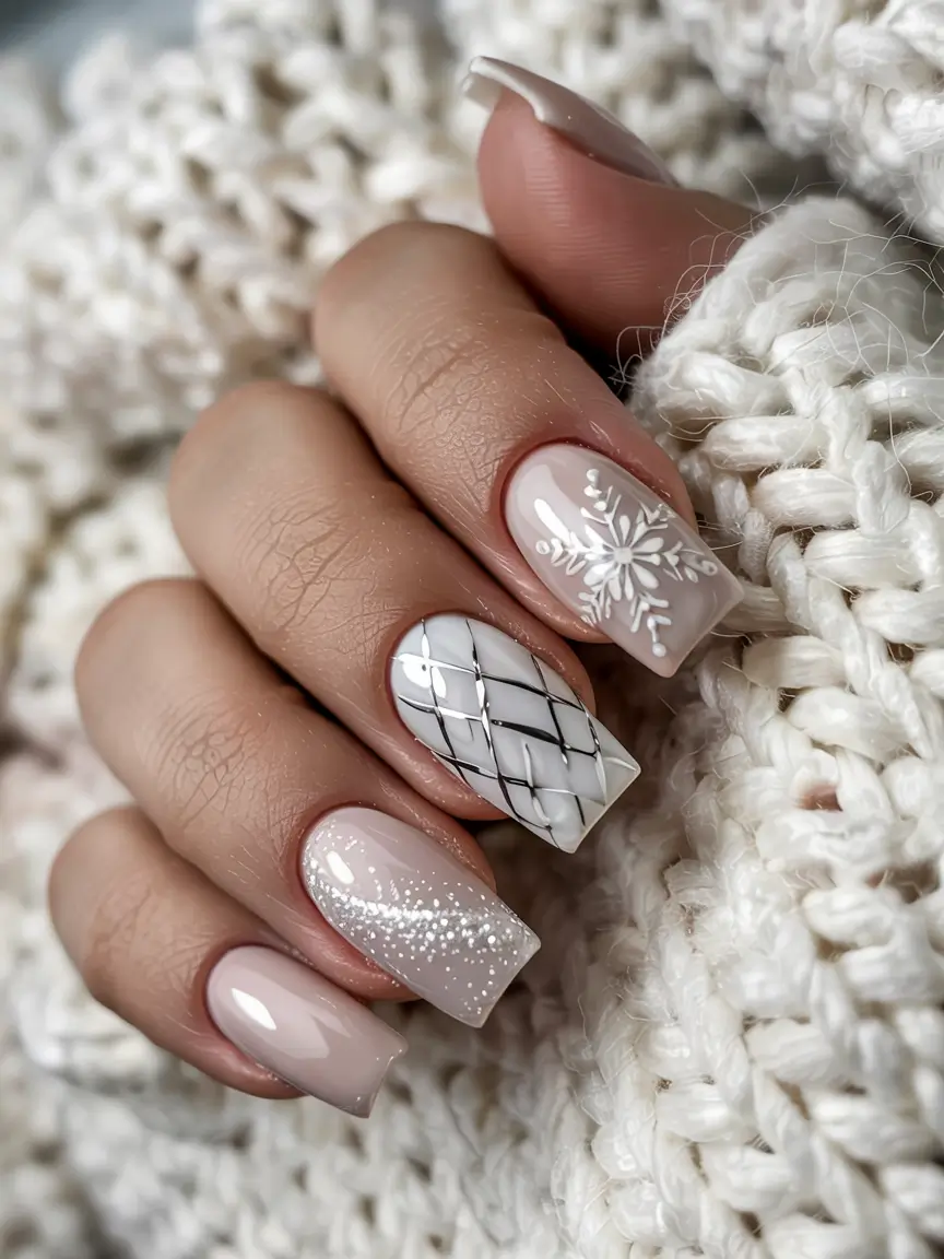 winter nail designs colors 2025 2026 Cashmere Snowfall Creamy Neutrals with Frost Detailing