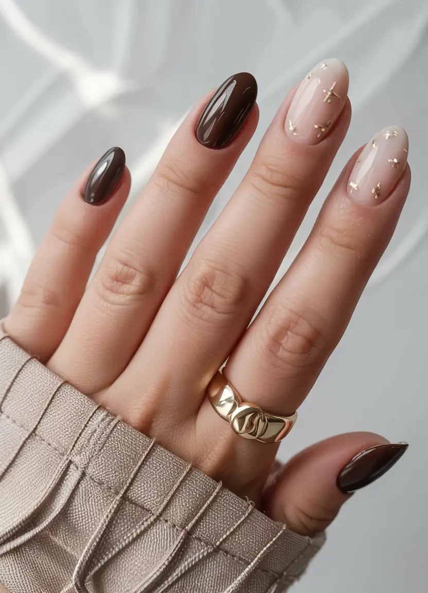 winter nail inspo 2025 2026 Caramel Cocoa Gleam