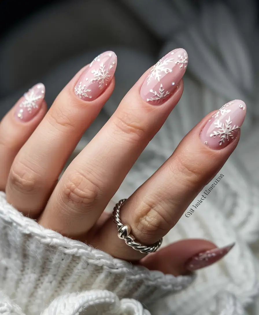 winter nail inspo 2025 2026 Snowflake Radiance