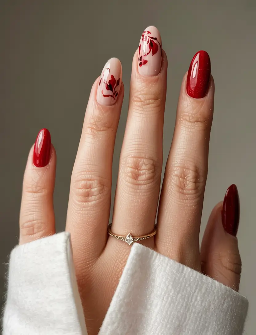 winter nail inspo 2025 2026 Velvet Petal Red